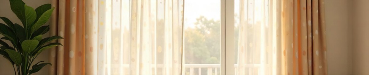 Elegant sheer window curtains gently billowing in a soft breeze, filtering sunlight for a bright and airy room  Perfect for modern or minimalist home decor ,  grey curtains,  living room curtains