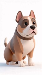 Obraz premium Adorable cartoon pitbull dog character, 3D style illustration, isolated on white background. Perfect for children’s content, mascot design, animation, and educational materials