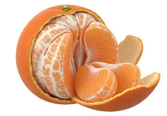 Fresh Mandarin Orange with Peel Partially Removed Revealing Juicy Segments in Vivid Orange and White Detail Against a Black Background Emphasizing Freshness and Flavor