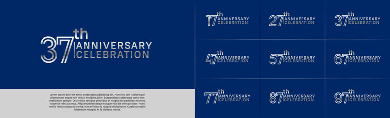 Anniversary logo type set with double line number. silver color for celebration event