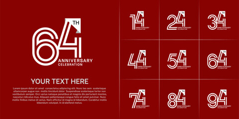 Anniversary logo type set with double line number. white color for celebration event
