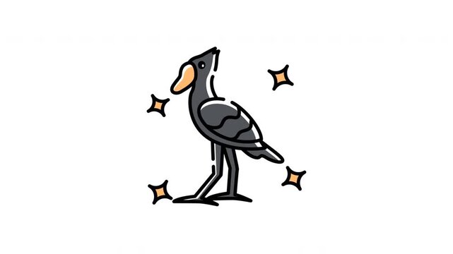animation of Shoebill stork bird icon design