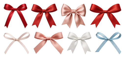 PNG Colorful satin bows collection, element set on transparent background