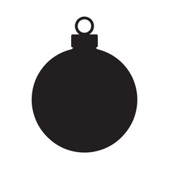 black silhouette christmas ball decoration on white background
