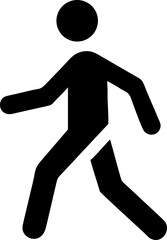 Silhouette of a person walking isolated on a white background