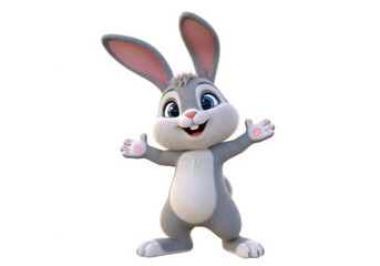 Cute cartoon bunny rabbit with big ears and a happy smile