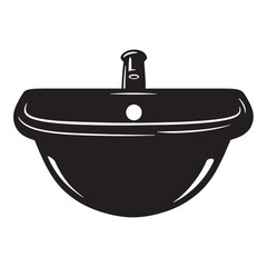 black and white silhouette of a sink vector on a white background