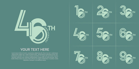 Anniversary logo type set with double line number. green color can be use special moment