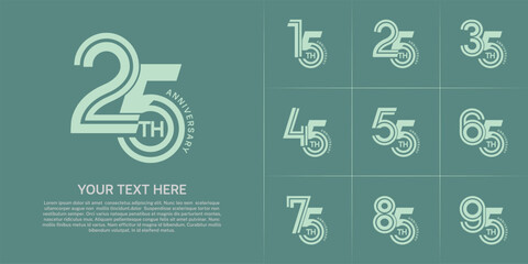 Anniversary logo type set with double line number. green color can be use special moment