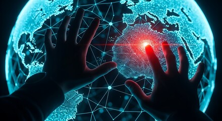 Global interconnectedness and digital network technology abstract concept representing data flow and information transfer across the planet