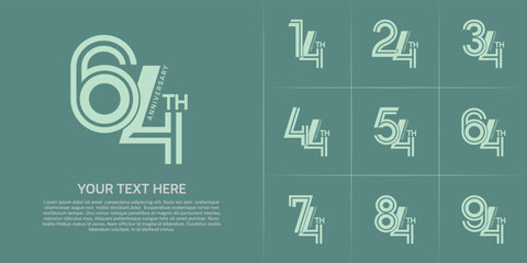 Anniversary logo type set with double line number. green color can be use special moment