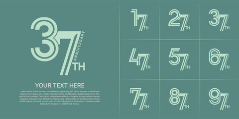 Anniversary logo type set with double line number. green color can be use special moment
