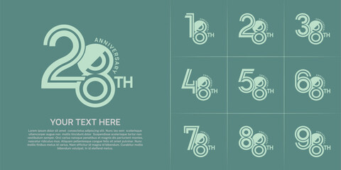 Anniversary logo type set with double line number. green color can be use special moment