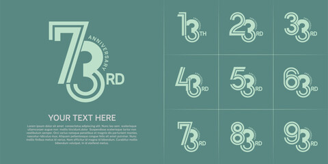 Anniversary logo type set with double line number. green color can be use special moment