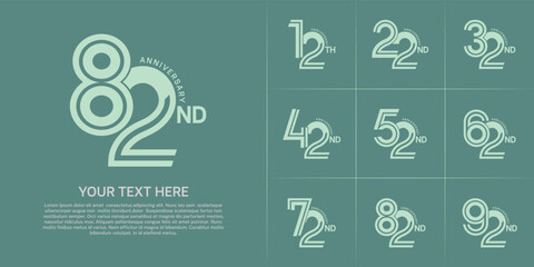 Anniversary logo type set with double line number. green color can be use special moment