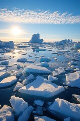 Arctic expanse with sunlit ice formations and calm waters image