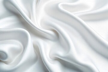 Obraz premium Close-up shot of luxurious, flowing silk fabric in pure white, exhibiting exquisite texture and drape Perfect for fashion, textile, and luxury branding , backdrop, detail, unbleached