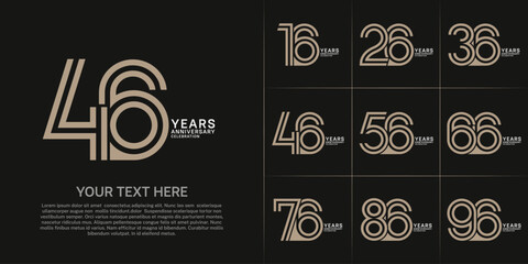 Anniversary set design with double line number. brown and white color for celebration event