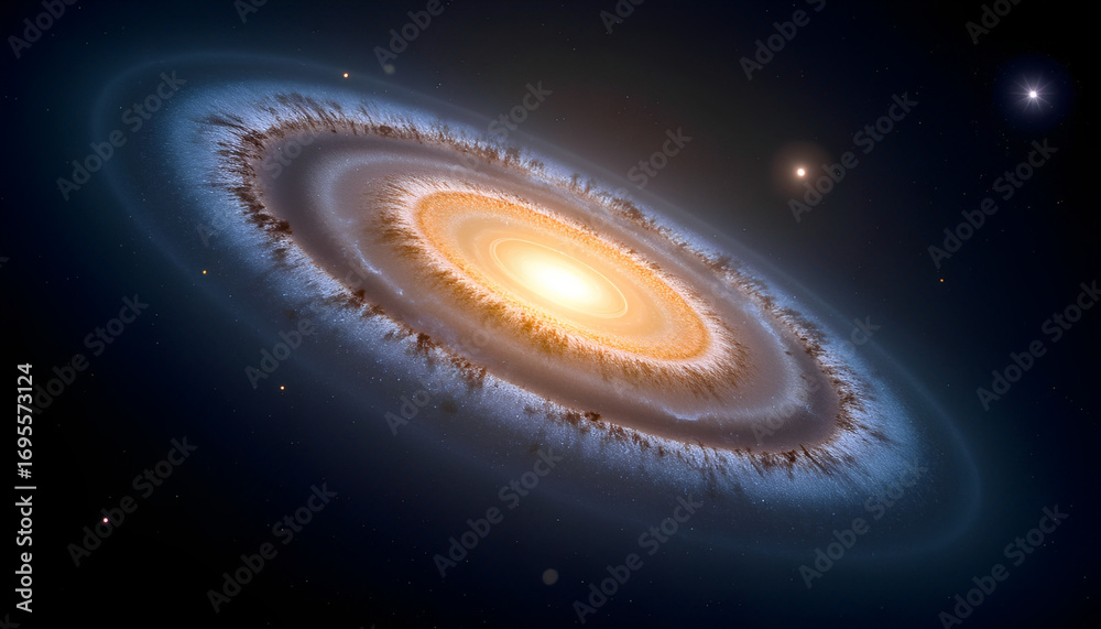 Wall mural stunning spiral galaxy with glowing core in deep space