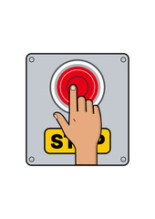 hand pushing a button