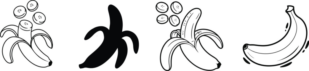 Set of banana, vector illustration.