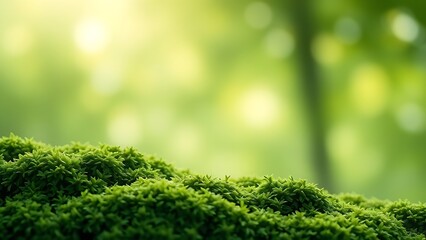 Abstract green textures blending with nature, evoking an environmental and serene mood.