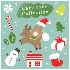 クリスマスのかわいいサンタのイラストセット