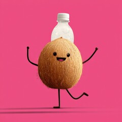 Cute coconut balancing water bottle