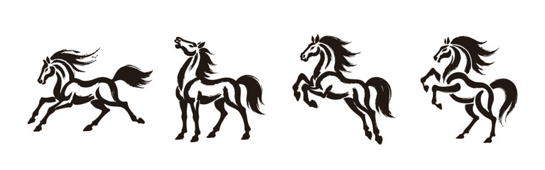 Chinese calligraphy stylized horse silhouette in motion