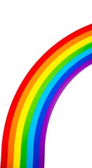 A vibrant rainbow arching across a white background, showcasing the spectrum of colors.