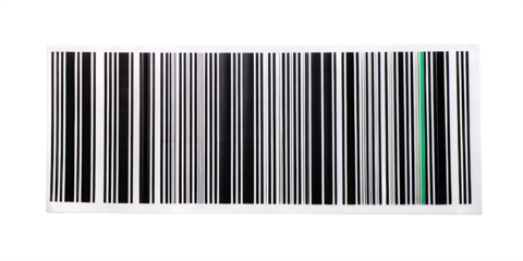 And white barcode with one green line isolated on a transparent background black and white