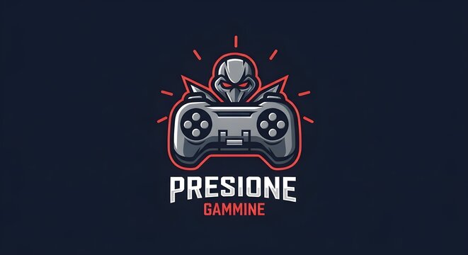 Gamer logo featuring a stylized robot head and gamepad with the text "Presione Gammine"