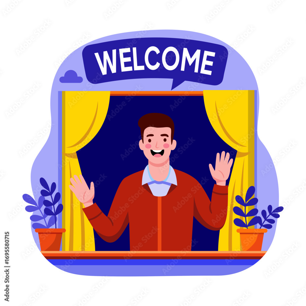 Canvas Prints flat illustration showing a character doing a welcome