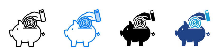Savings icon set multiple style collection