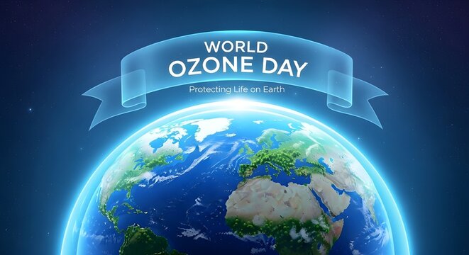 World Ozone Day banner with earth globe illustration