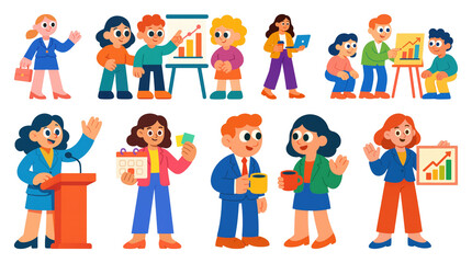 PNG Colorful business teamwork illustration, element set on transparent background