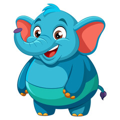Fototapeta premium A vibrant 3D render of a cheerful, chubby Elephant cartoon character focusing on its stomach. 