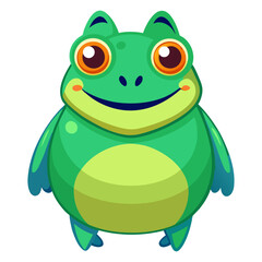 Fototapeta premium A vibrant 3D render of a cheerful, chubby Frog cartoon character focusing on its stomach. 