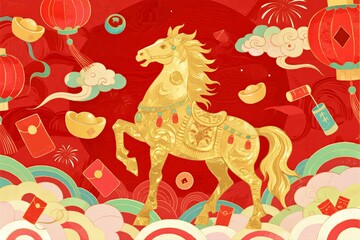 Golden Horse in Chinese New Year Festival Decorations