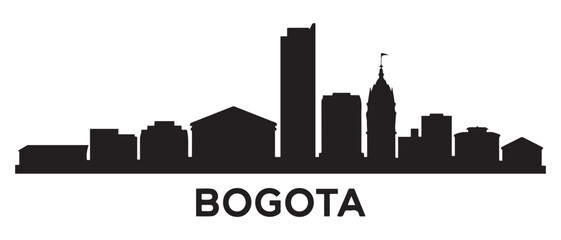 Obraz premium Bogota skyline silhouette. Landscape Bogota, Colombia. Vector illustration. Vector black silhouette. with white background