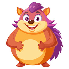 Obraz premium A vibrant 3D render of a cheerful, chubby Hedgehog cartoon character focusing on its stomach. 