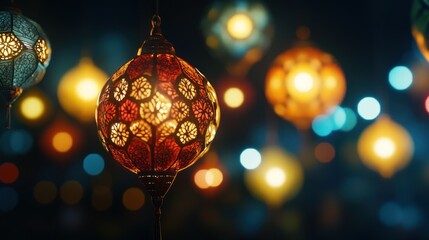 Fototapeta premium Illuminated decorative lamps