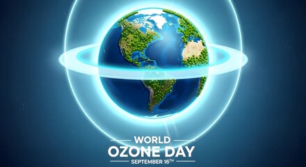 World Ozone Day September 16th with Earth illustration