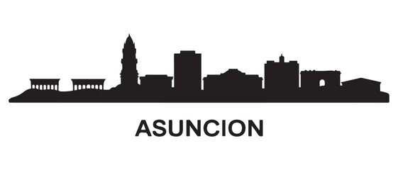 Obraz premium Asuncion skyline silhouette. Black Asuncion city design. Vector black silhouette. with white background