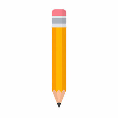 Yellow Pencil with Pink Eraser on White Background.