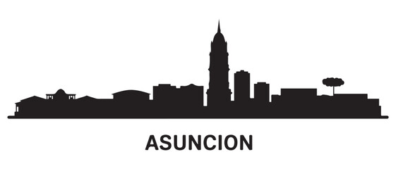 Obraz premium Asuncion skyline silhouette. Black Asuncion city design. Vector black silhouette. with white background
