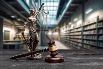 Legal and law Statue of Lady Justice and judge gavel