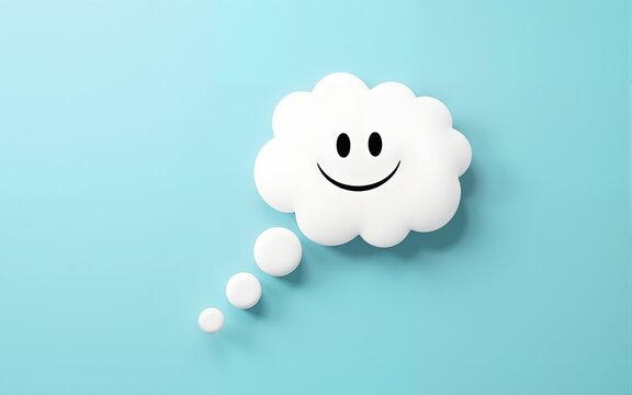 Couple Bubble smile with happy face on pastel blue background, Positive thinking, Mental health assessment, World mental health day concept. with copy space image. Place for adding text or design