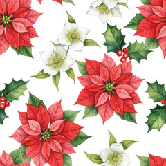 Festive Winter Floral Repeatable Tile with Hellebore