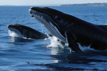 Fototapeta premium Majestic Whale Swimming Gracefully in the Ocean